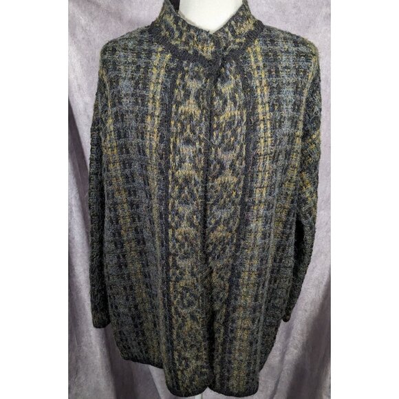Vintage Lineamaglia Italian Alpaca Mohair Earth Tone Cardigan Size Large - Picture 6 of 9